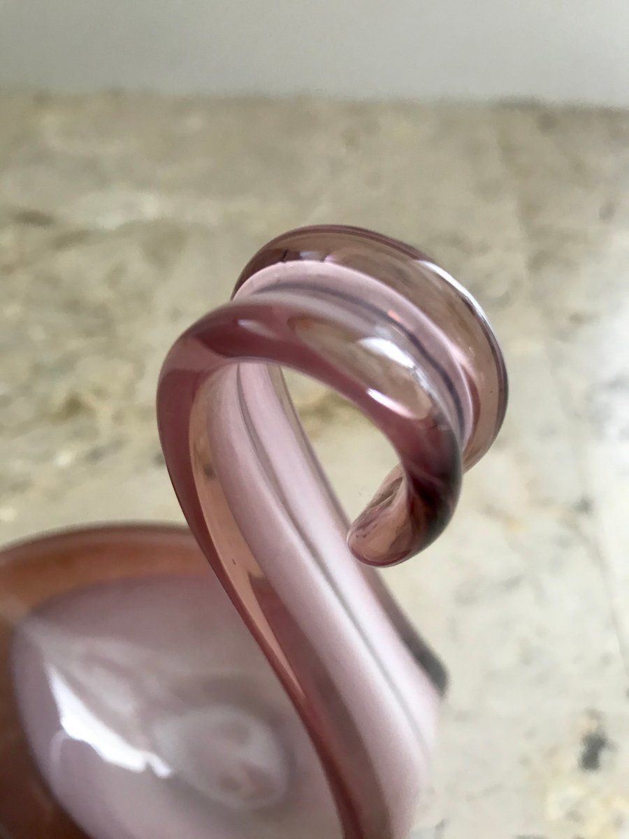 Italian Murano Purple And Violet Swan Art Glass Sculpture, 1960s photo vinterior