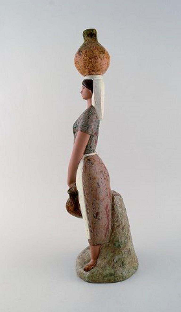 Lladro, Spain, Large Figure In Glazed Ceramics, Woman Carrying Water photo furniture
