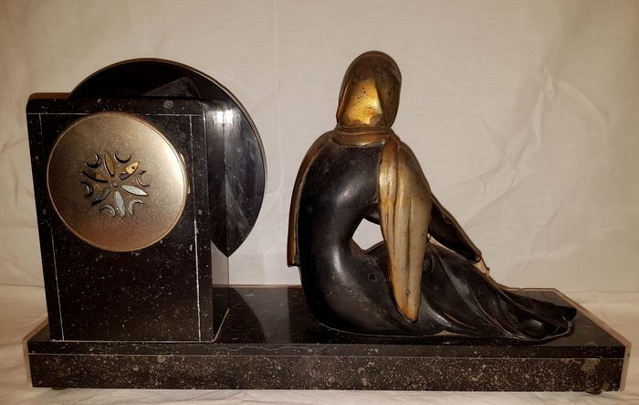 Art Deco Chryselephantine Clock photo Home Decor