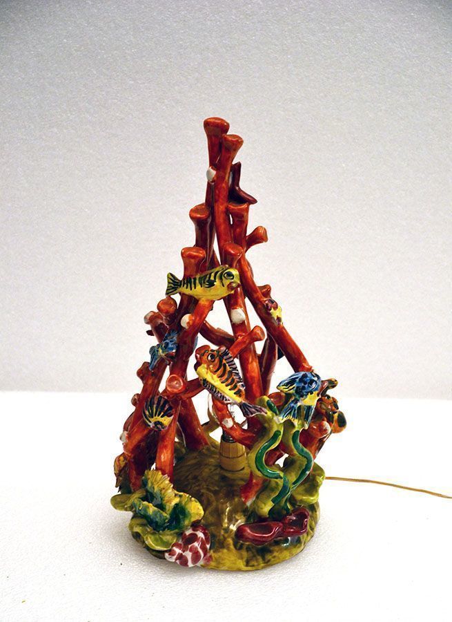 Italian Coral Reef Ceramic Table Lamp From Vietri Sul Mare, 1960s