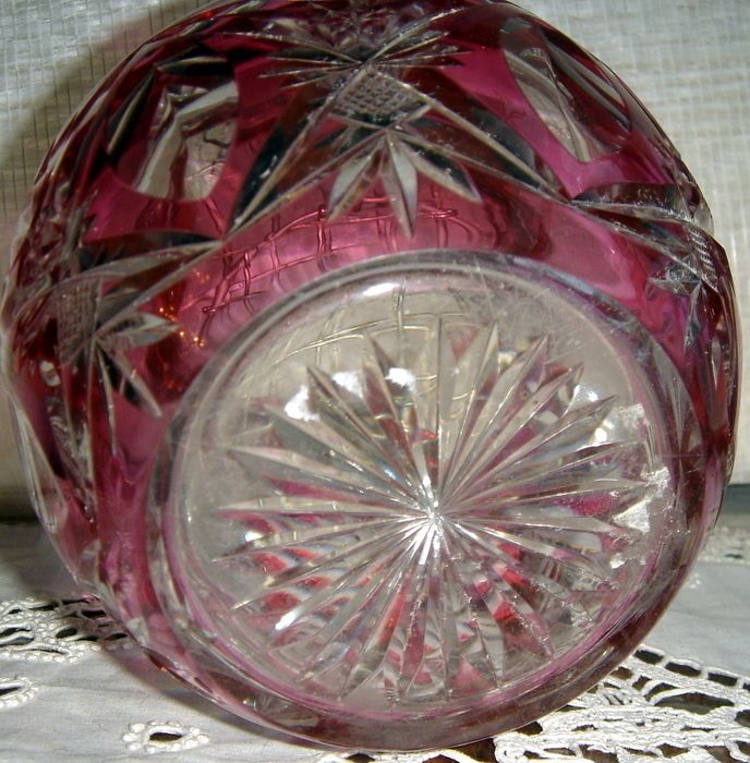Huge Art Deco Belgian Red Double Layer Crystal Pot 1926 photo furniture
