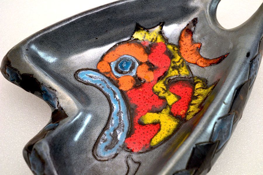 Italian Enameled Ceramic Fish Centerpiece, 1960s photo furniture