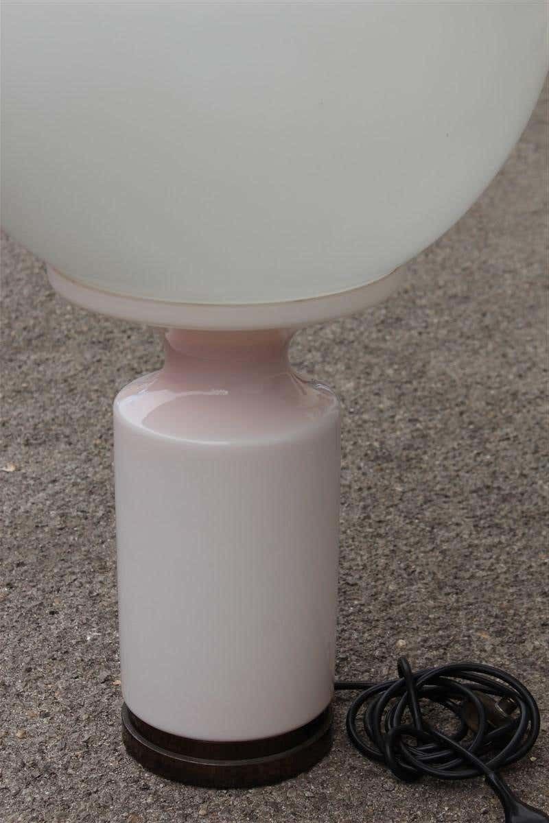 Vistosi Style Table Lamp Italian Design Murano Glass Ball White Pink Brass photo 1881.0