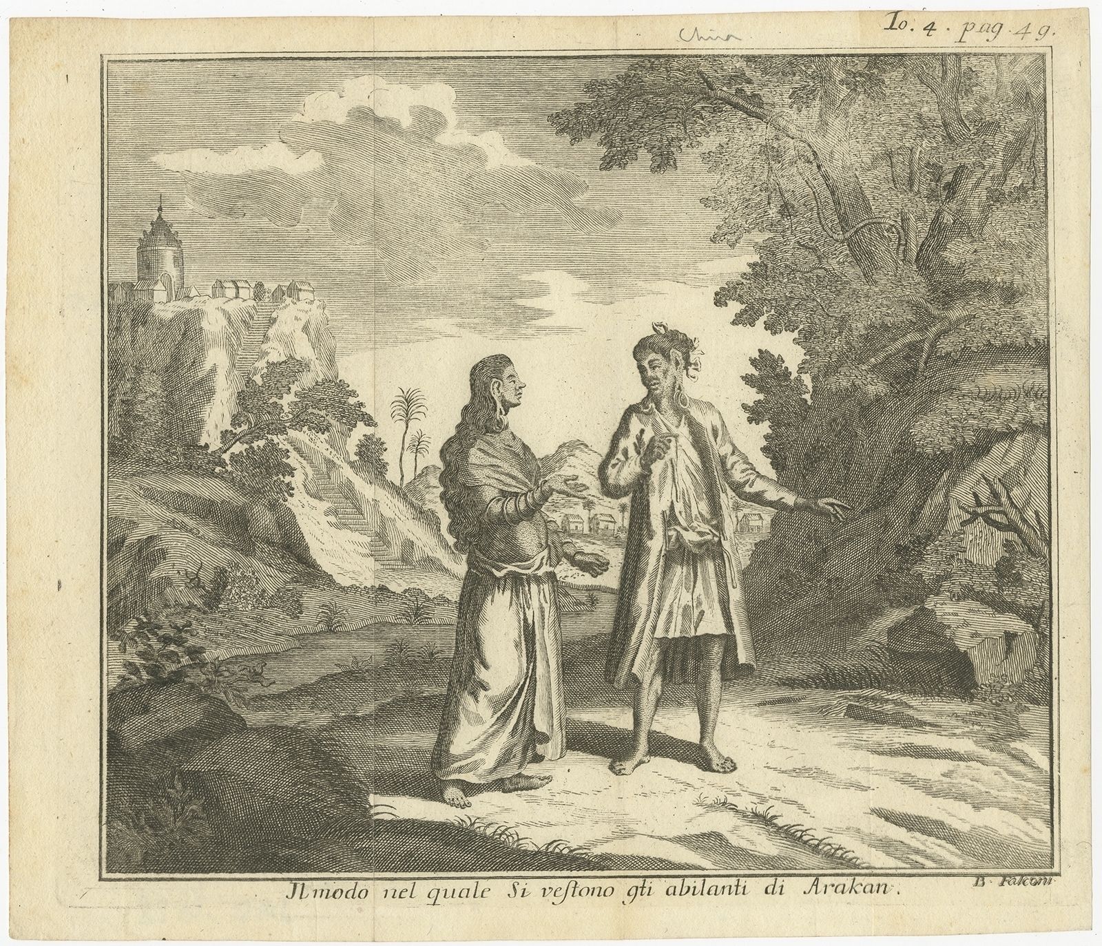 Antique Print Of Inhabitants Of Arakan By Salmon (1738)