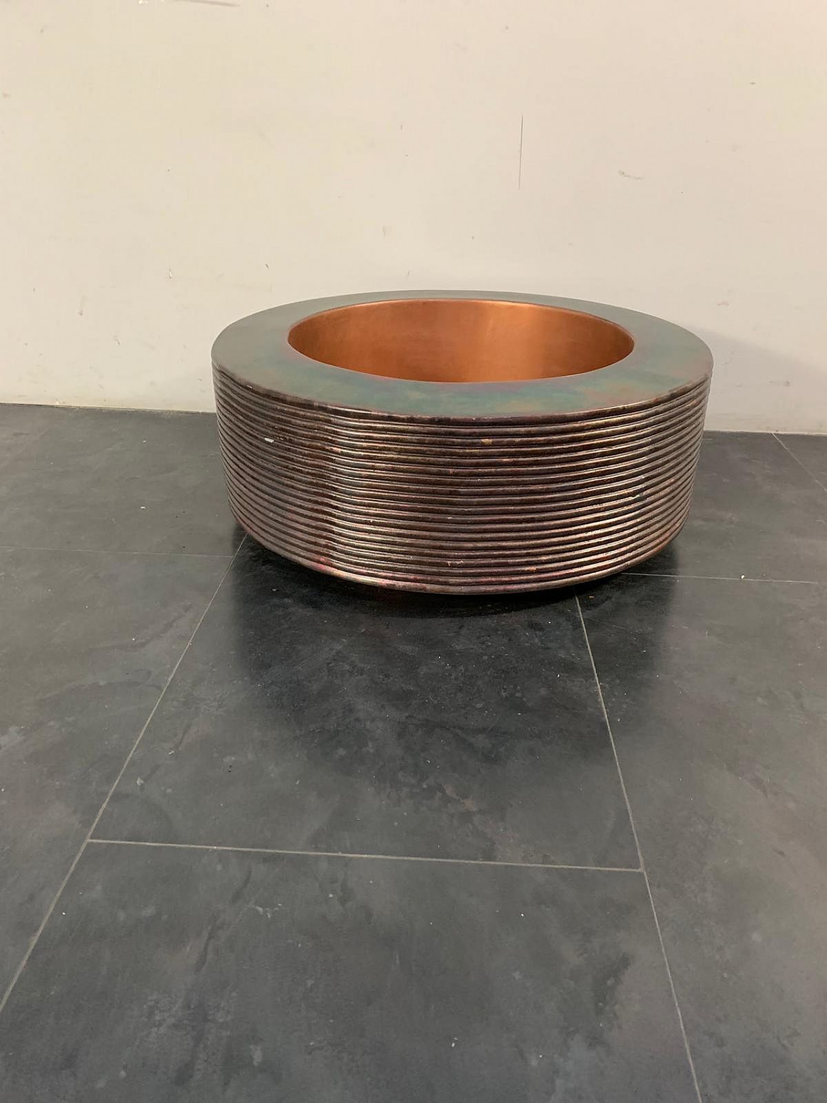 Cachepot By Ravi Sing For Light Works Resources In Copper, 90s photo Home Decor