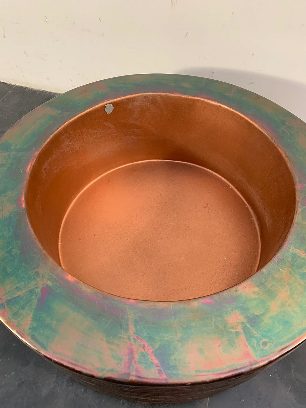 Cachepot By Ravi Sing For Light Works Resources In Copper, 90s photo vinterior