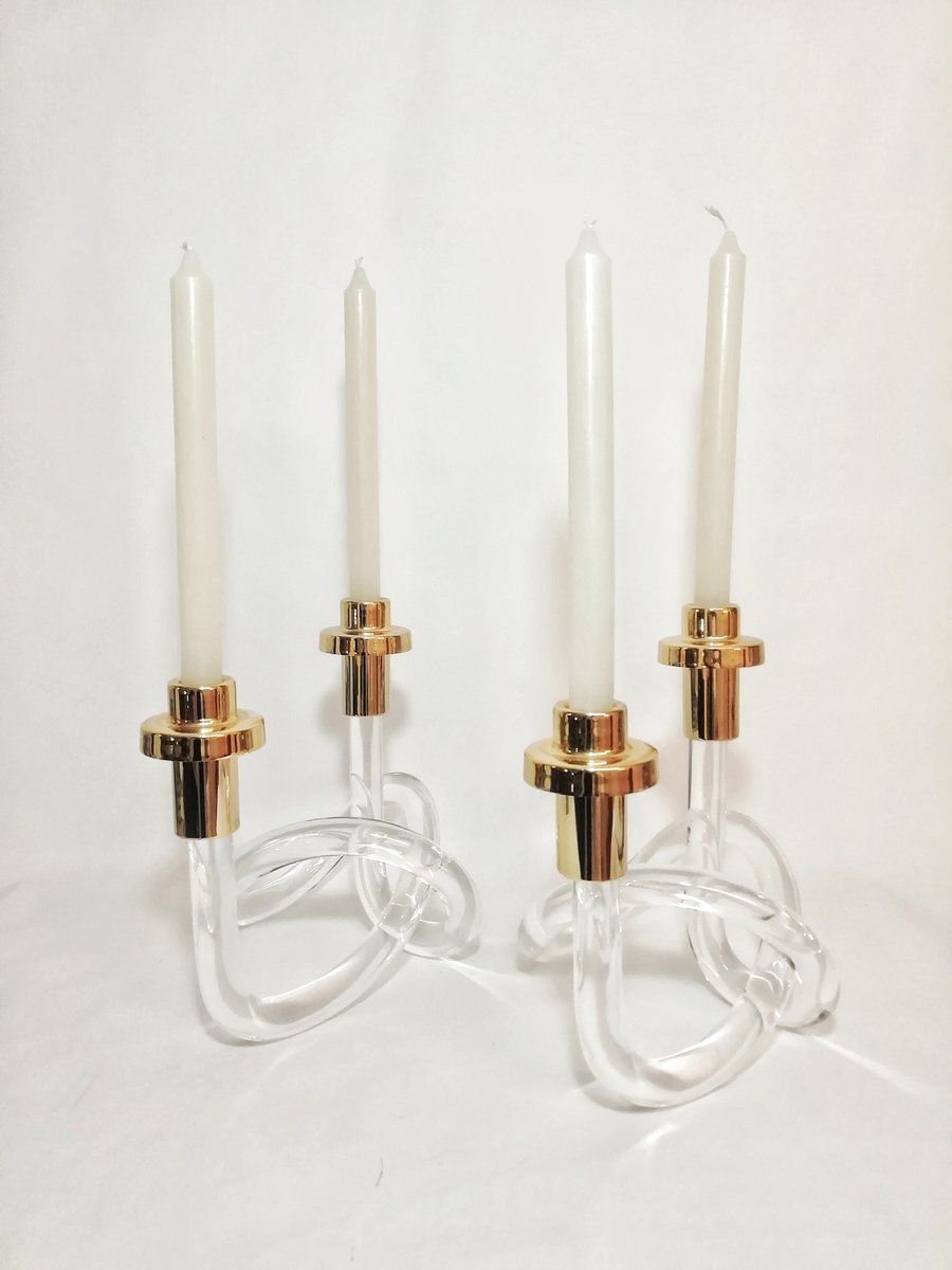 Mid Century Lucite Candleholders By Dorothy Thorpe, Set Of 2 photo furniture