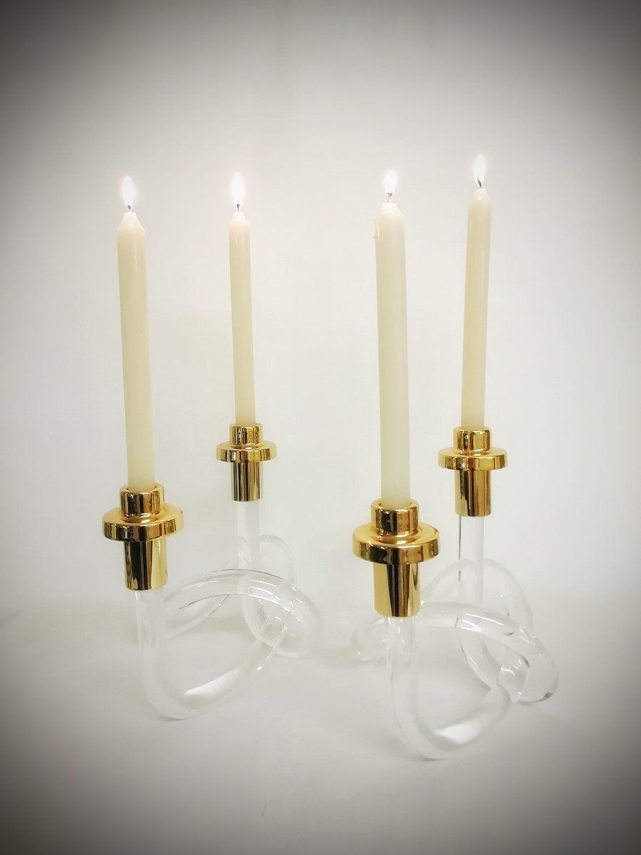 photo furniture Mid Century Lucite Candleholders By Dorothy Thorpe, Set Of 2