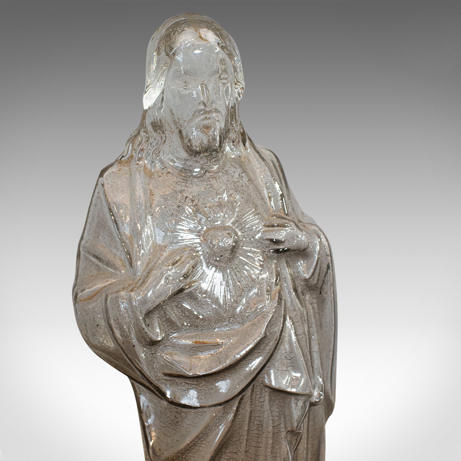 Antique Bonbon Jar, French, Glass, Fin De Siecle, Statue, Jesus Christ, 1900 photo furniture