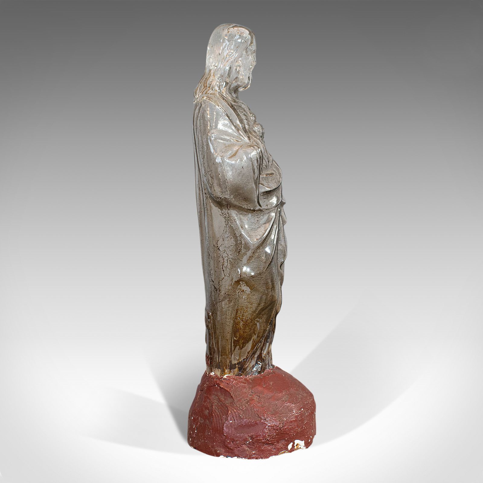 Antique Bonbon Jar, French, Glass, Fin De Siecle, Statue, Jesus Christ, 1900 photo 575.0