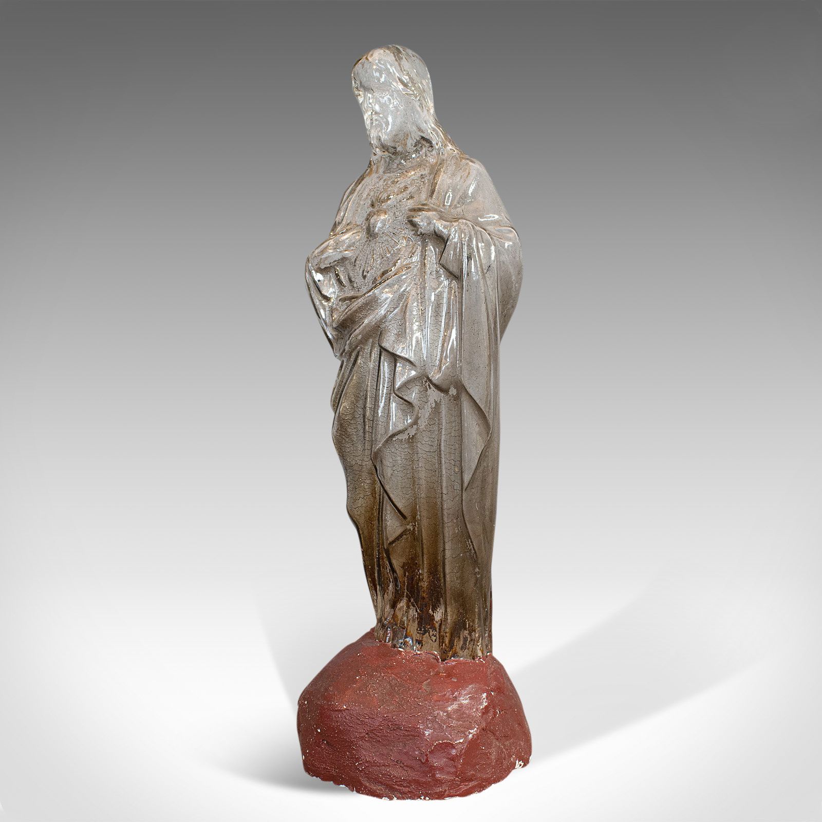 Antique Bonbon Jar, French, Glass, Fin De Siecle, Statue, Jesus Christ, 1900 photo vinterior
