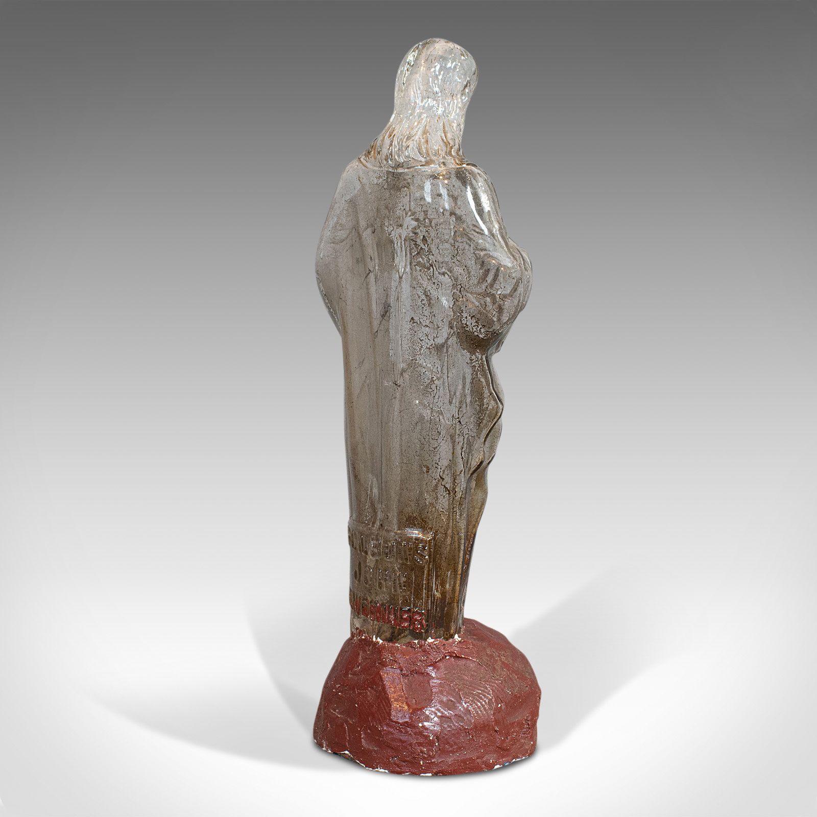 Antique Bonbon Jar, French, Glass, Fin De Siecle, Statue, Jesus Christ, 1900 photo buy