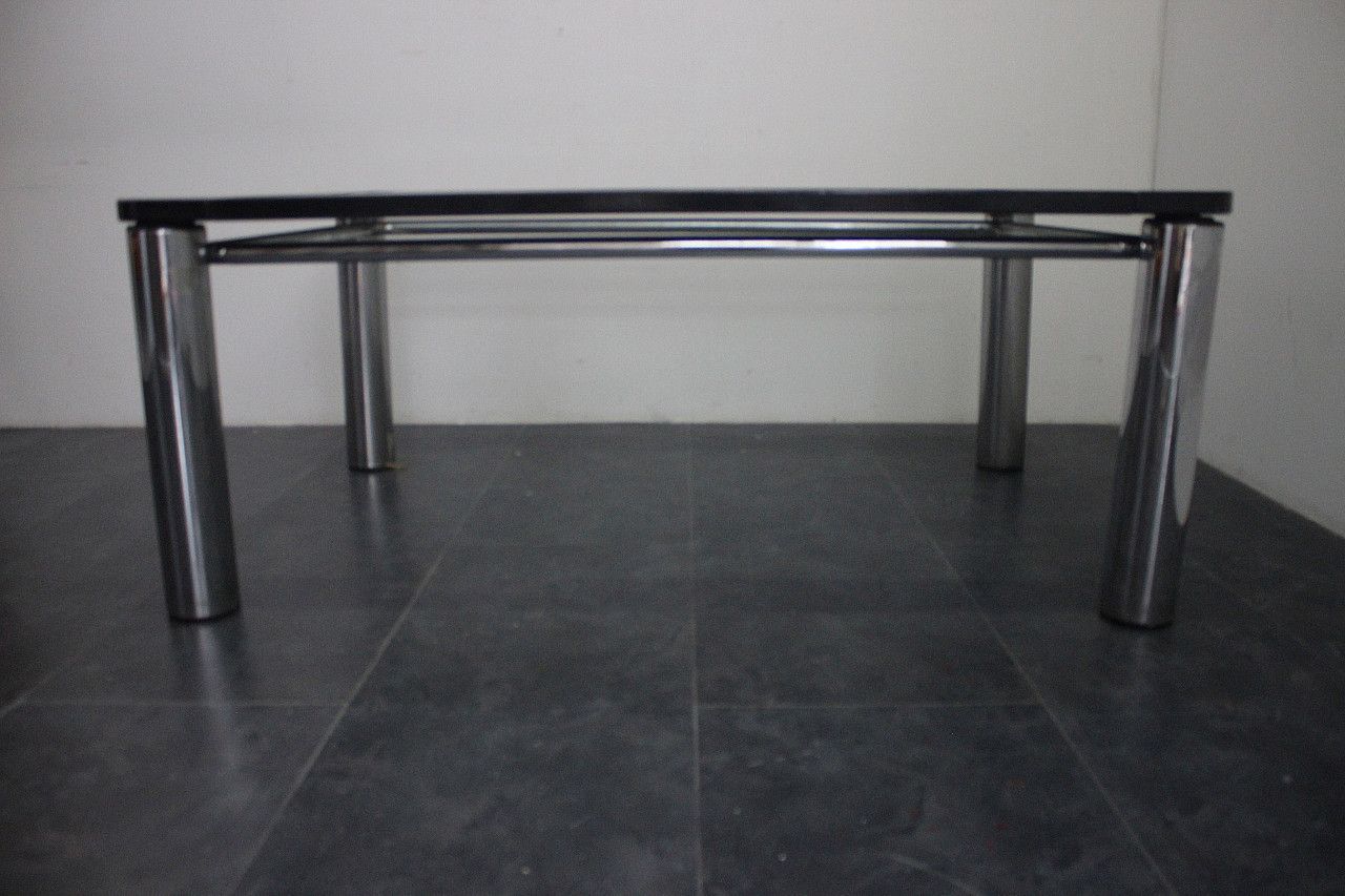 Black Lacquer Wood, Steel, And Glass Dining Table By Marco Zanuso For Zanotta, 1970s photo Furniture