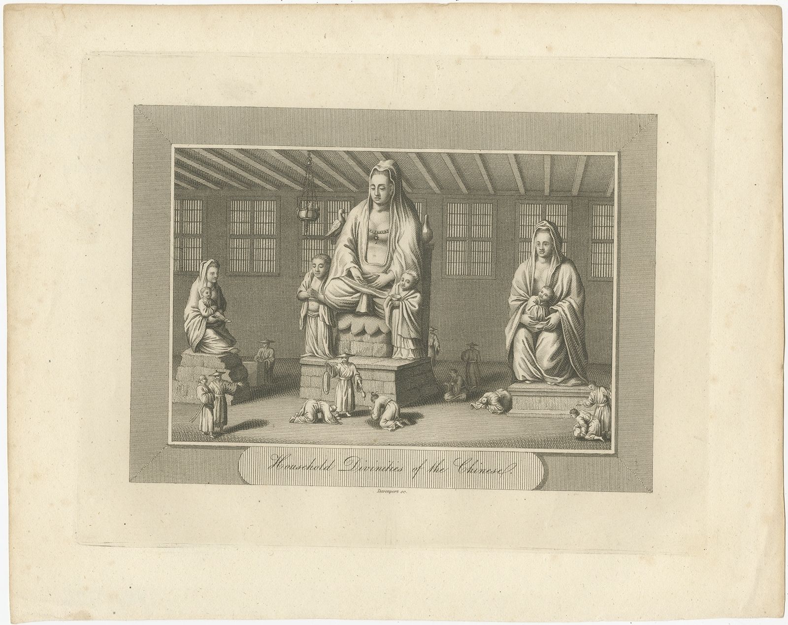 Antique Print Of Chinese Deities By Pelham (1808)