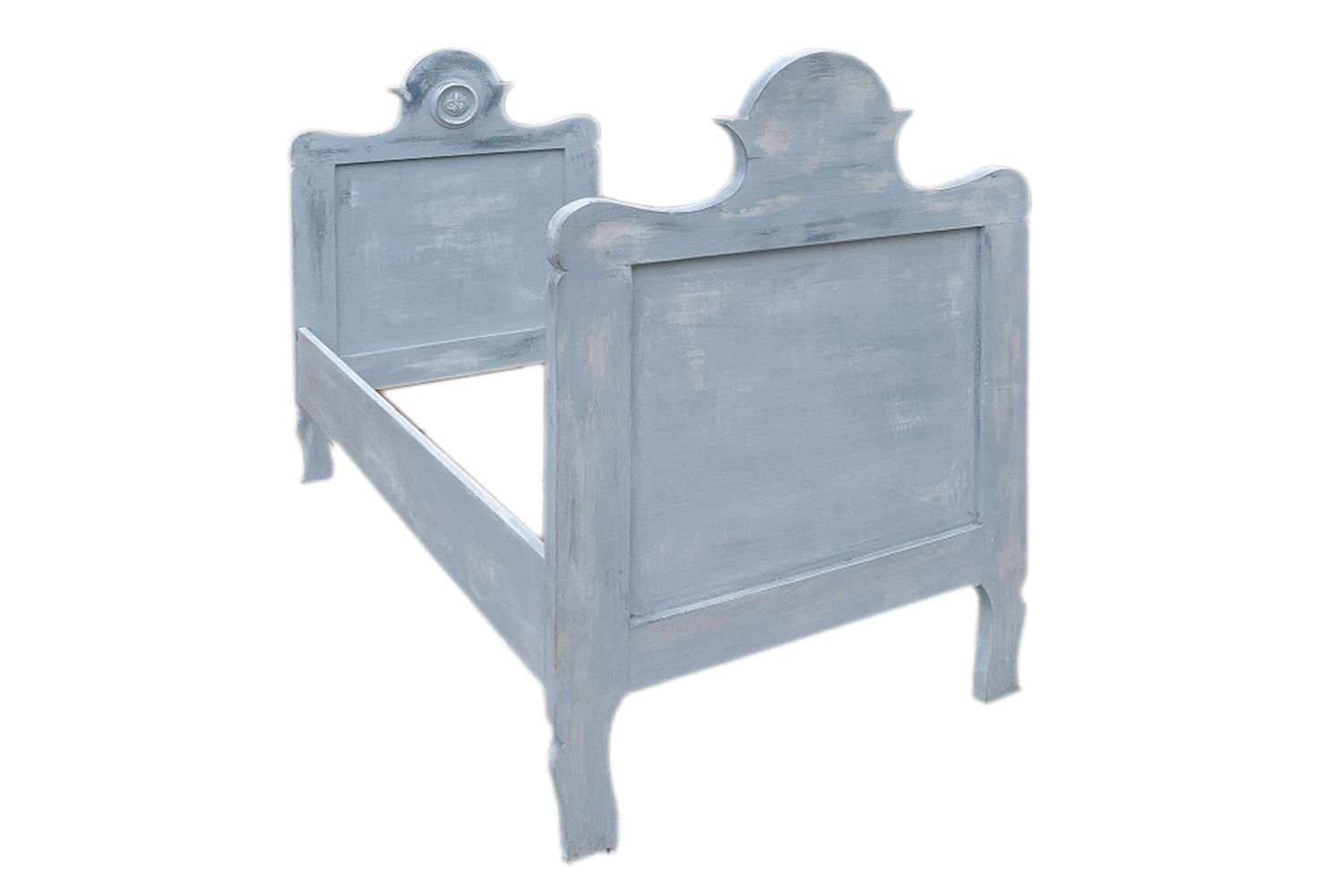 Antique Shabby Chic Aqua Blue Bed .