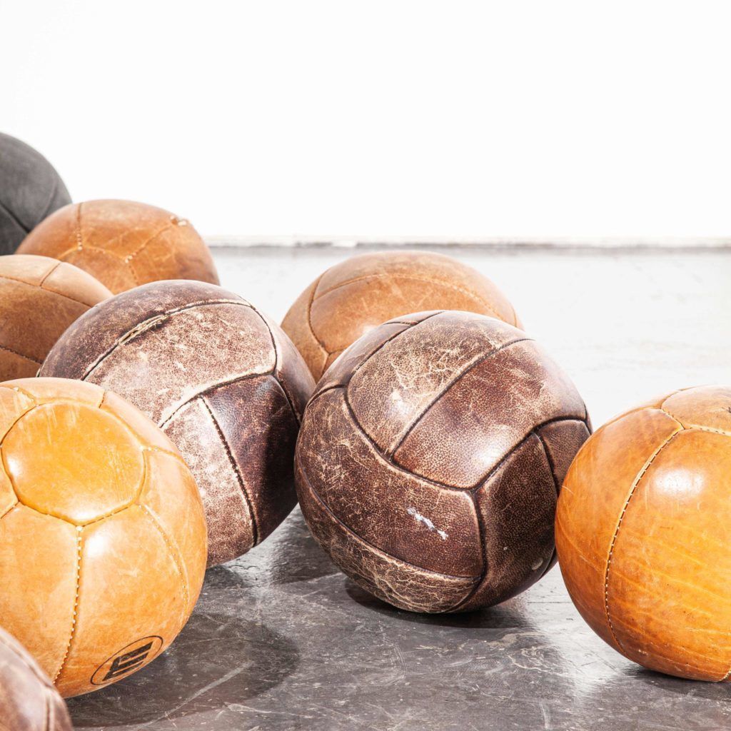 1950’s Medium Czech Leather Medicine Balls – Decorative photo for sale