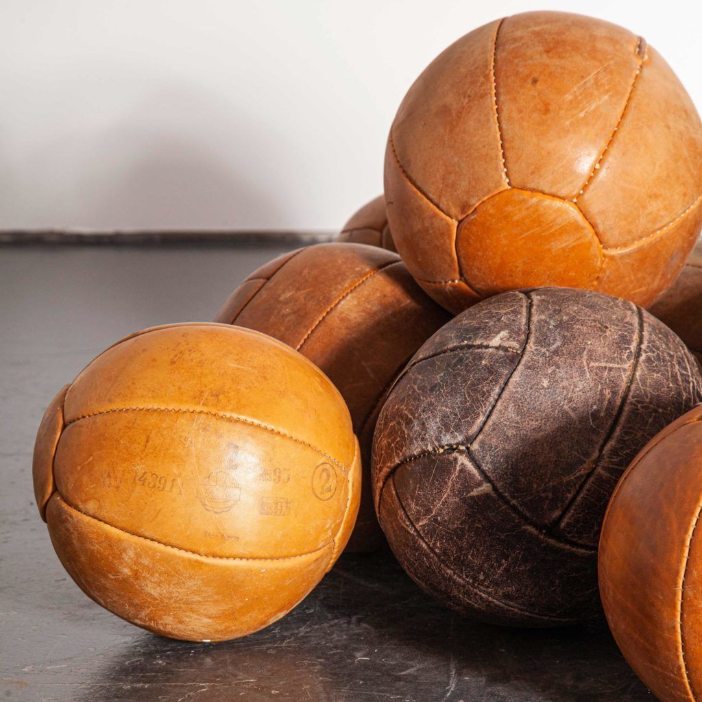 1950’s Medium Czech Leather Medicine Balls – Decorative photo buy
