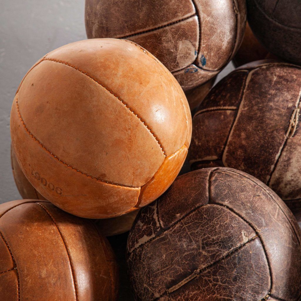1950’s Medium Czech Leather Medicine Balls – Decorative photo vintage