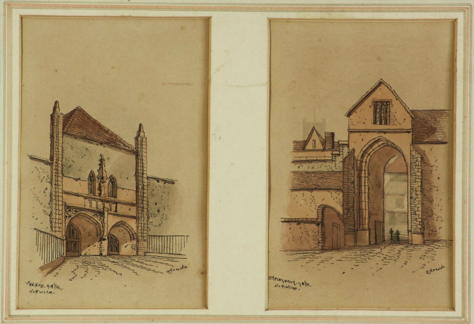 Pen And Ink Drawing By Edward Charles Pococke. Gates Of Norwich photo furniture