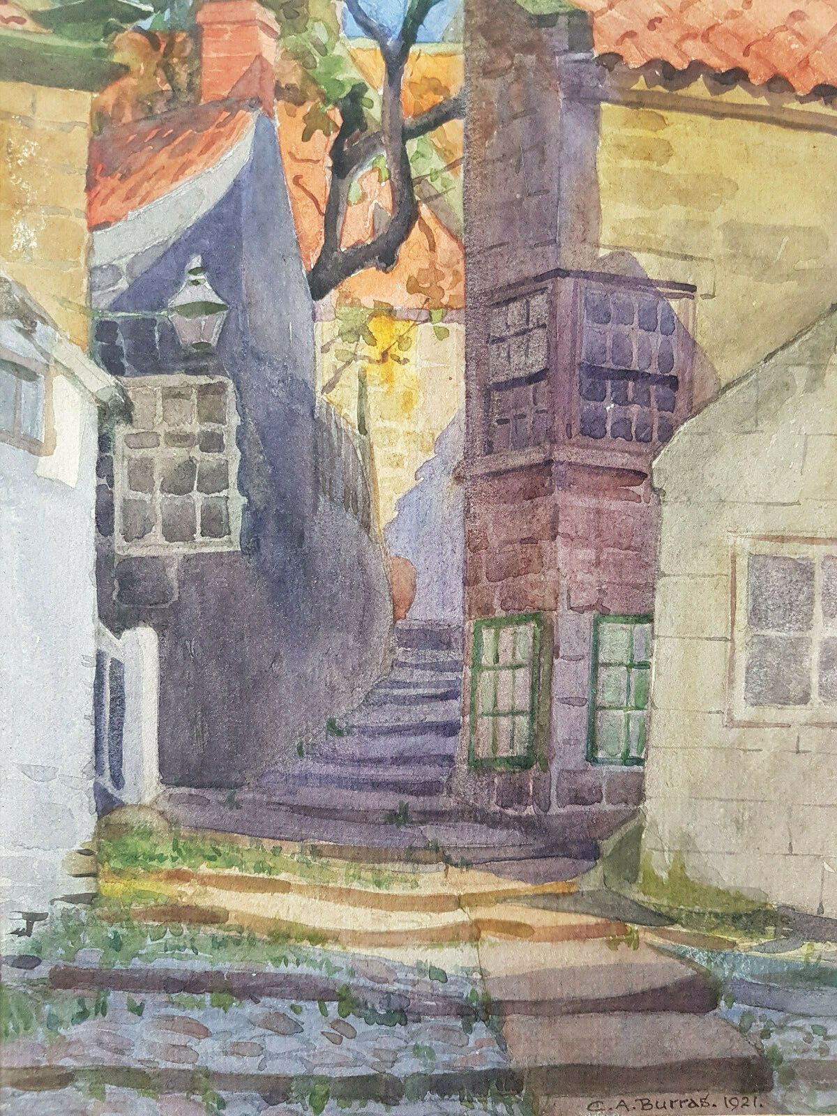 Watercolour By Caroline Agnes Burras. Sunny Place, Robin Hoods Bay photo furniture