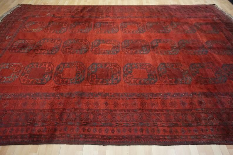 Ersari Rug 14 X 9 Ft  420 X 270 Cm Large Room Size Good Condition Red Turkoman Bokhara photo 4590.0