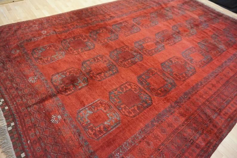 Ersari Rug 14 X 9 Ft  420 X 270 Cm Large Room Size Good Condition Red Turkoman Bokhara photo vinterior