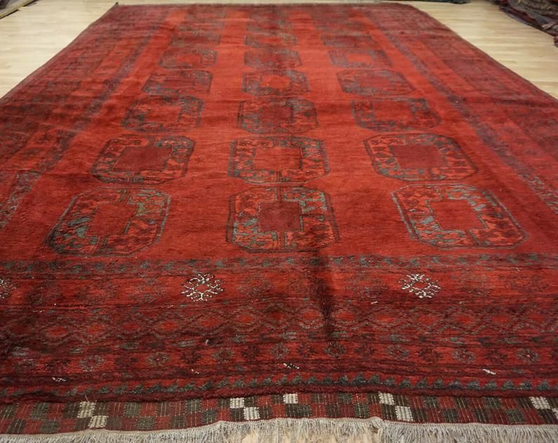 Ersari Rug 14 X 9 Ft  420 X 270 Cm Large Room Size Good Condition Red Turkoman Bokhara