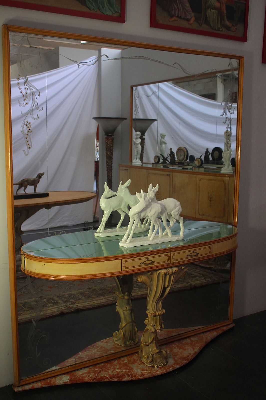 Console With Mirror Of La Permanente Furniture Cantù, 1940s photo for sale