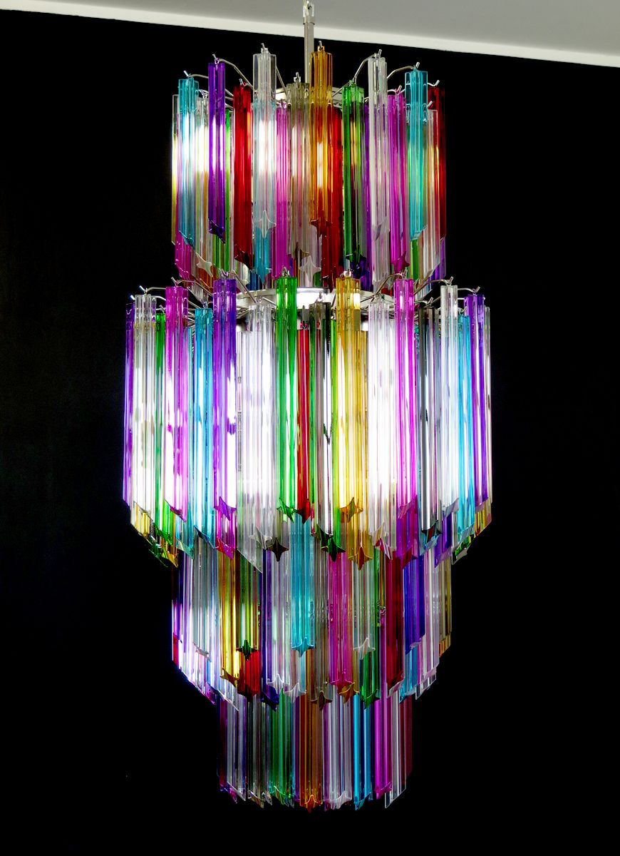 Huge Murano Chandelier Multicolor Quadriedri – 242 Prism   Mariangela Model