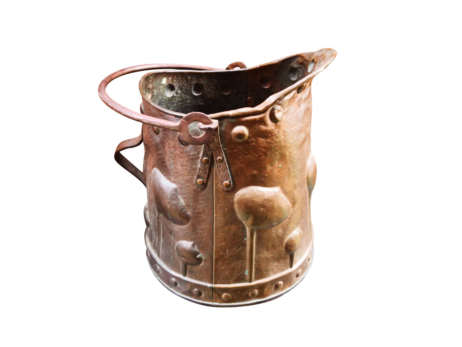 Superb Antique Arts And Crafts Art Nouveau Beaten Copper Coal Bucket