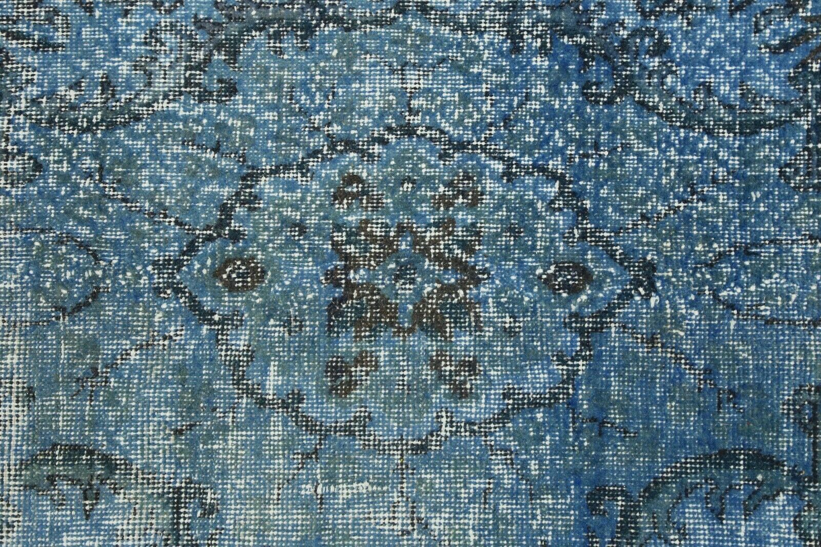 206x338 Cm Blue Floral Turkish Area Carpet Distressed Vintage Living Room Oushak Wool Rug 6'7x11 Ft photo buy