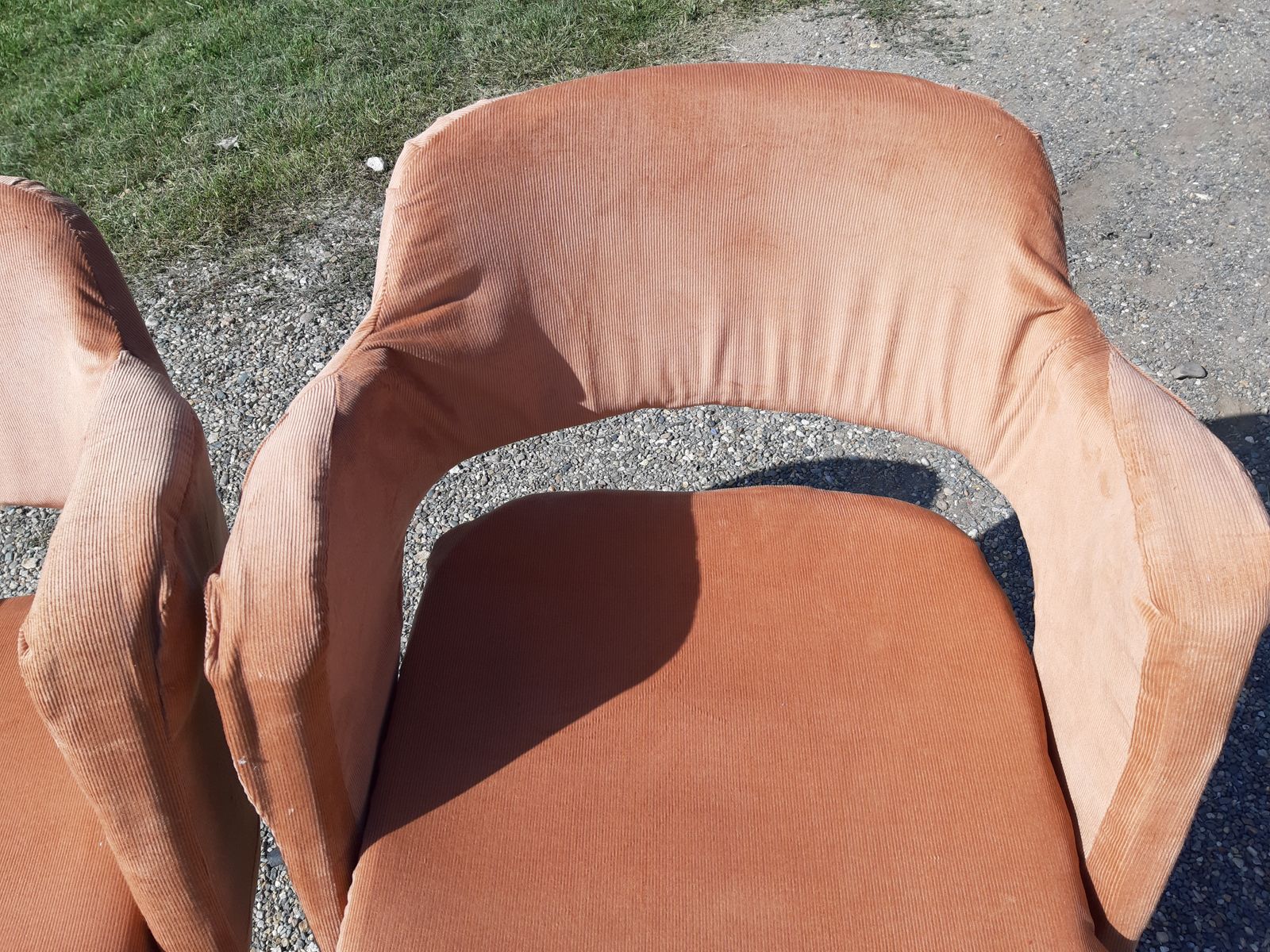 Pair Of Vintage Armchairs Of The 1970s Chrome And Salmon Fabrics photo 518.3199999999999