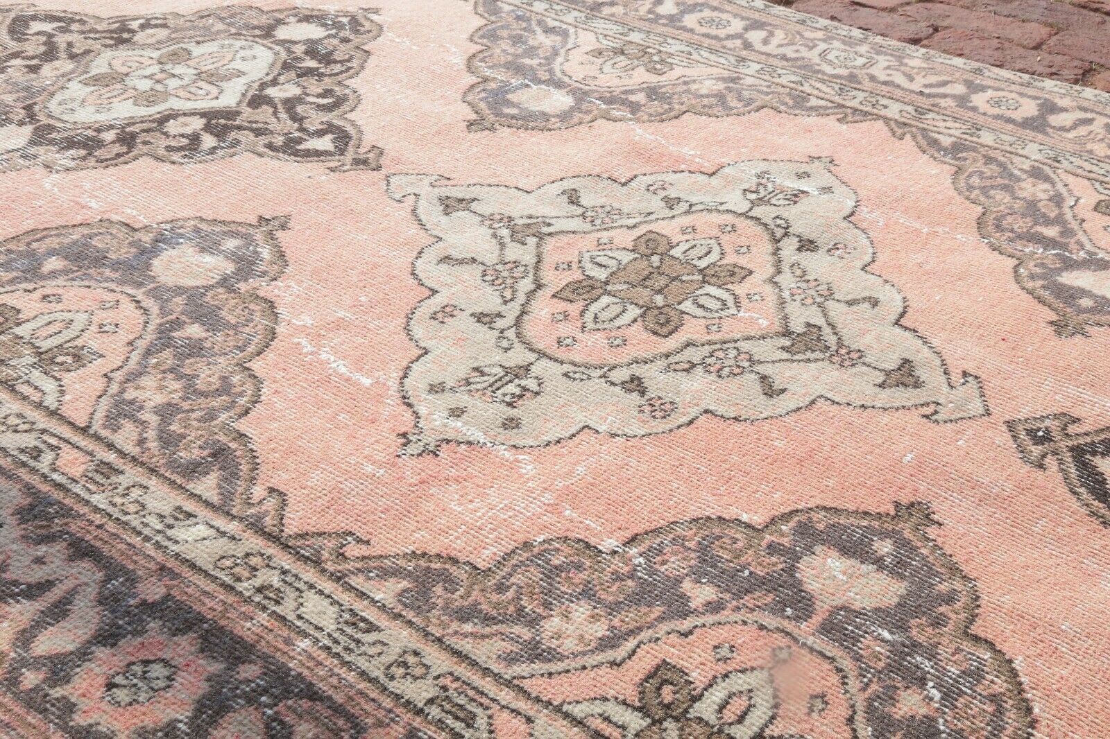 142x391 Cm Orange Vintage Rug Hallway Runner Turkish Oushak Wool Floral Oriental Rug 4'7x12'8 Ft photo 558.0