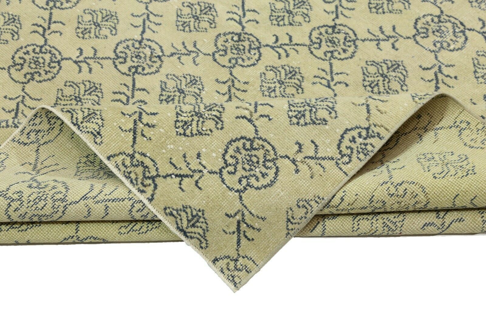 photo furniture 200x315 Cm Rare Handmade Turkish Area Rug Art Deco Distressed Wool Carpet Beige 6'6x10'4 Ft