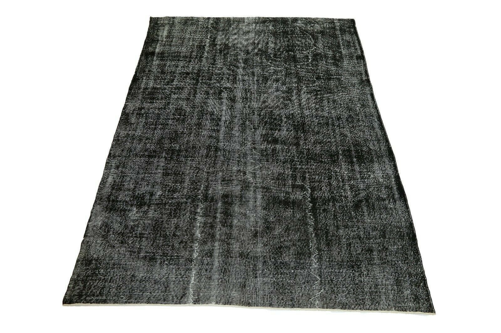 212x313 Cm Vintage Black Rug Turkish Area Room Decor Hand Knotted Oushak Turkey Rug 7x10'3 Ft