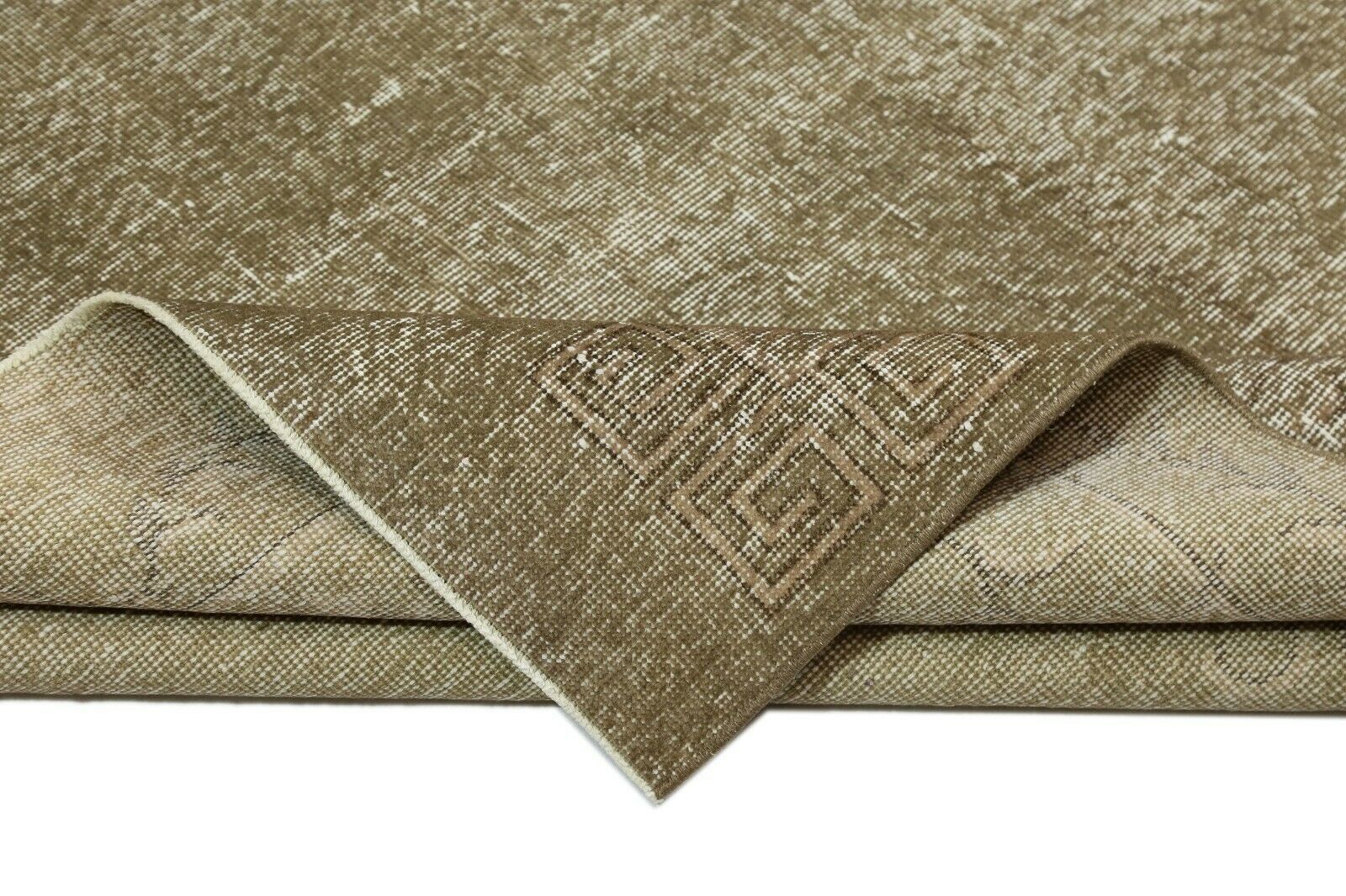 photo furniture 205x311 Cm Vintage Turkish Rug Oushak Distressed Brown Hand Knotted Beige Rare 6'7x10'2 Ft