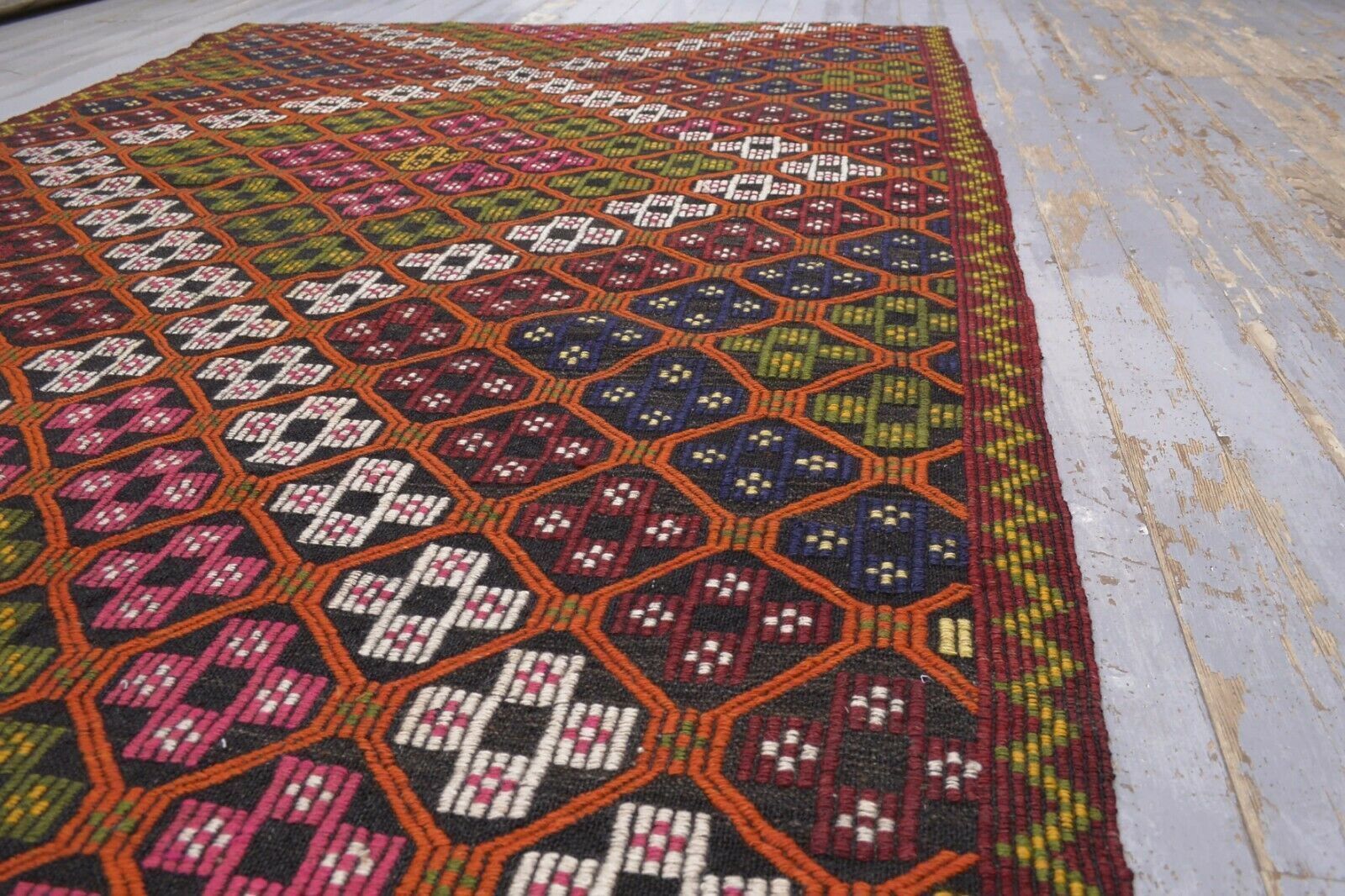 167x242 Cm Vintage Flatweave Kilim Area Rug Turkish Carpet 55x79 Ft photo Textiles