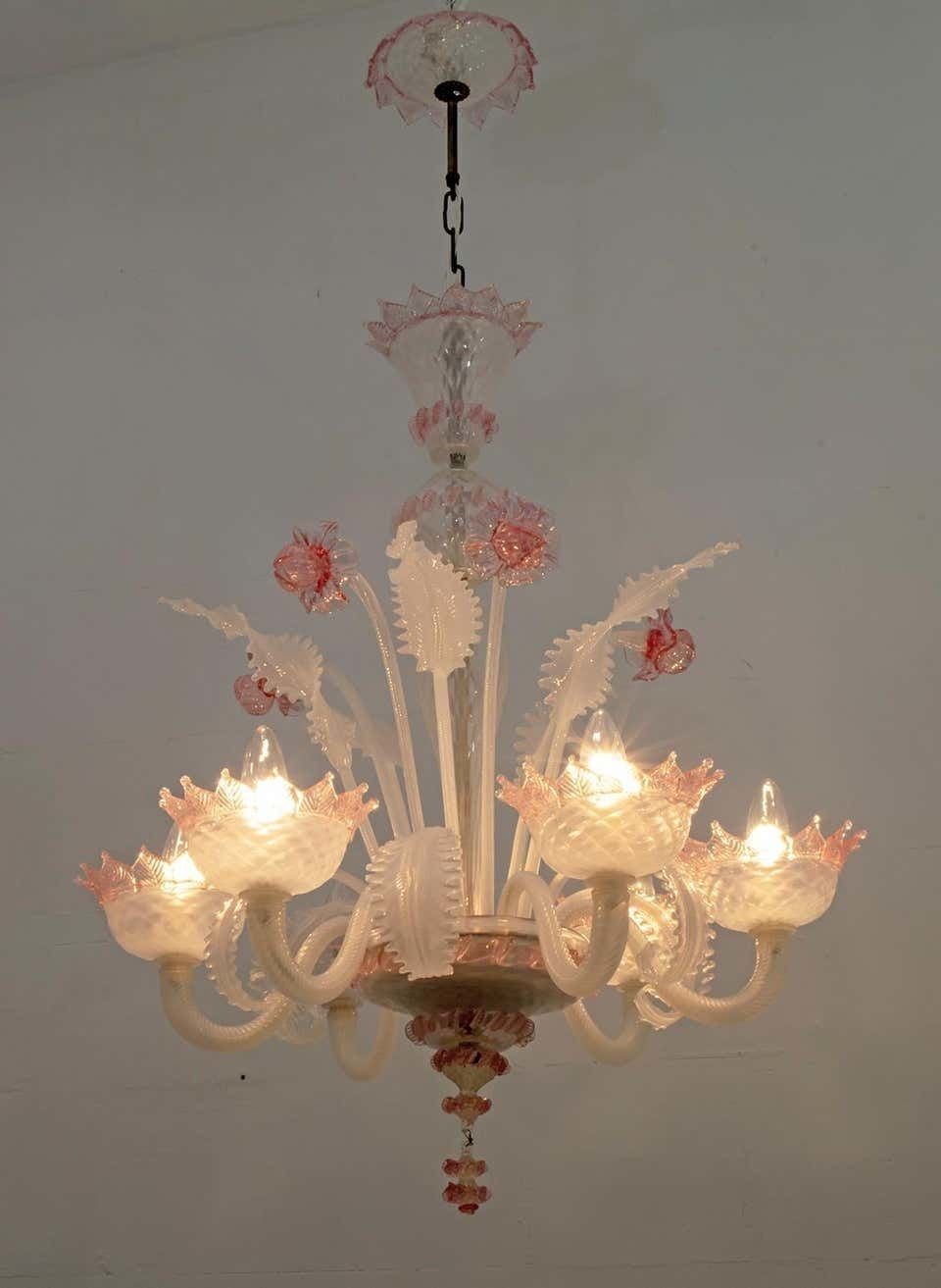 20th Century Modern Venetian Murano Glass Chandelier "Ca'rezzonico" Style, 1960s