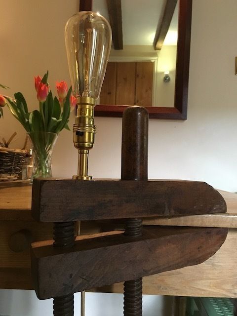 photo furniture Vintage Cabinet Makers Clamp Table Light
