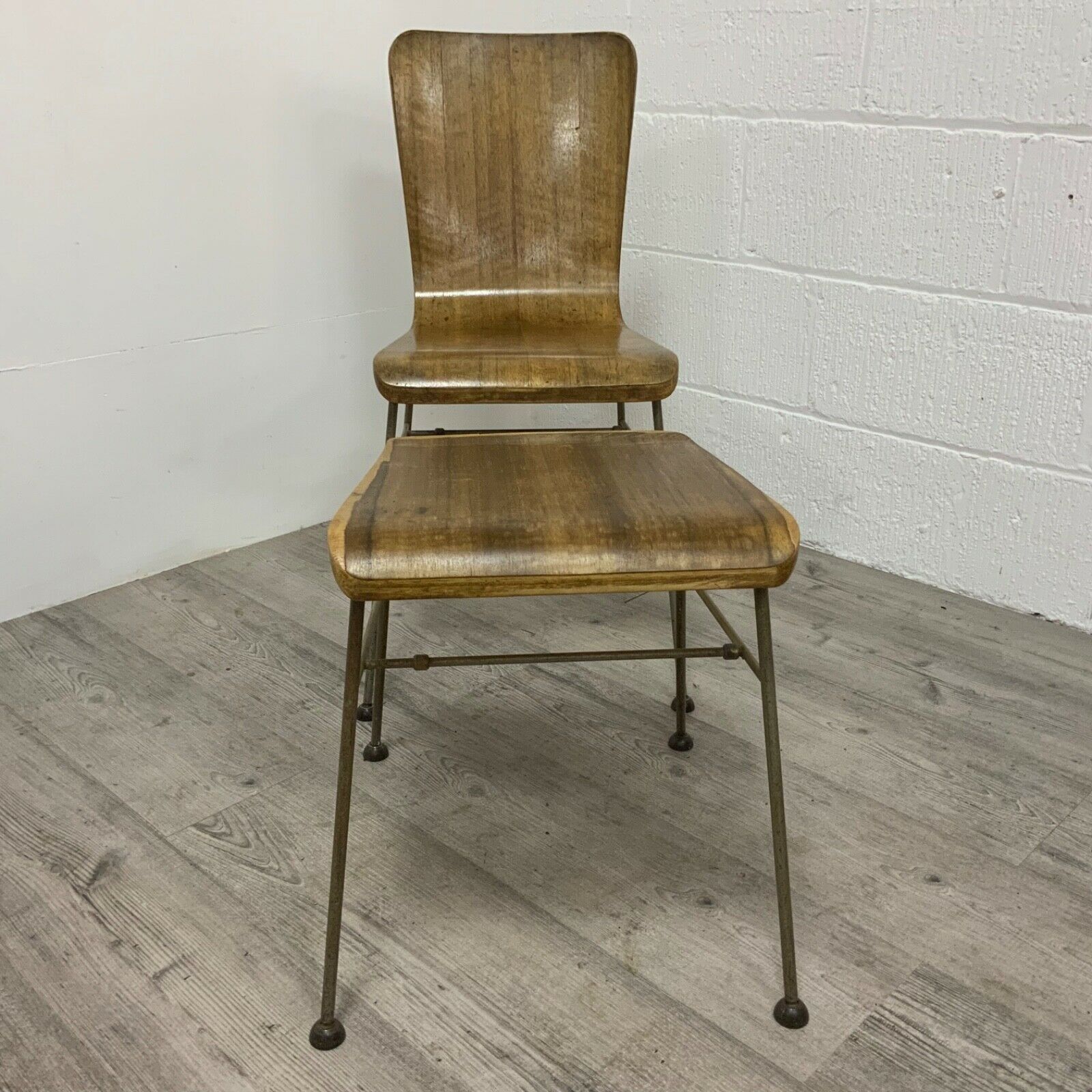 A Mid Century Morris Of Glasgow Toby Metal Frame & Plywood Chair & Footstool photo for sale