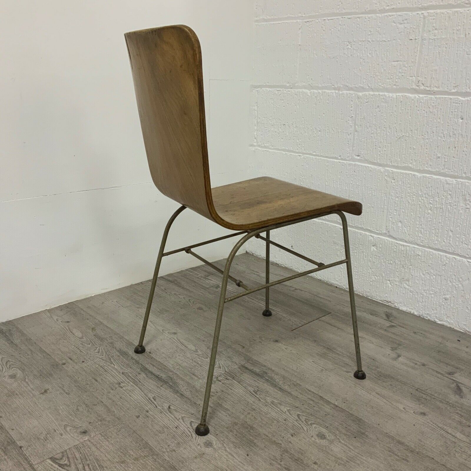 A Mid Century Morris Of Glasgow Toby Metal Frame & Plywood Chair & Footstool photo buy