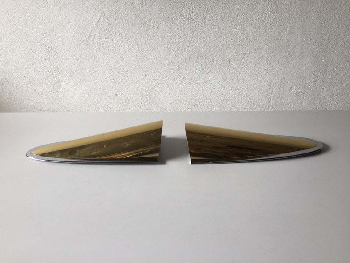 Exclusive Very Rare Brass & Chrome Wall Lamps   Heavy Sconces   Hollywood Regency   Mid Century Modern   By Art Line Wohndecor, Köln   1960s photo vinterior
