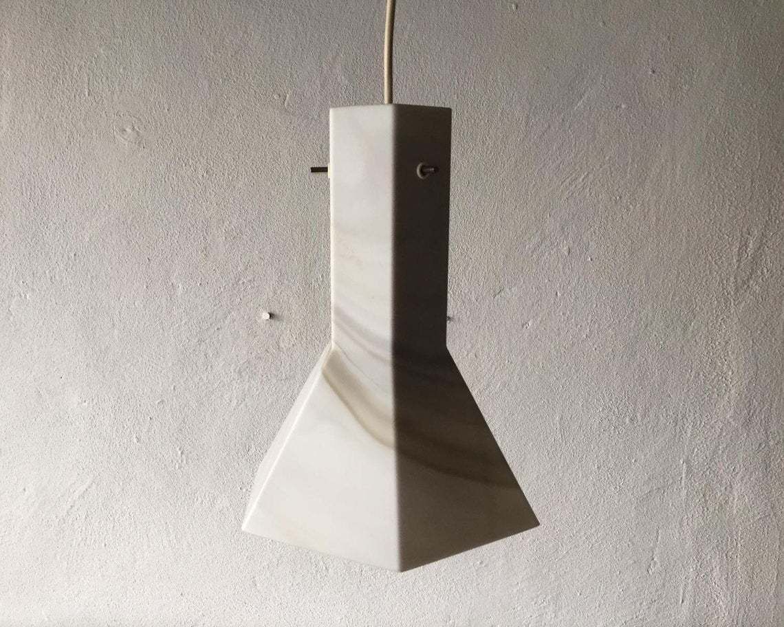 Peill Putzler Exclusive Arte Colore Carrara Design Satin Finished Glass Pendant Lamp   1970s Germany