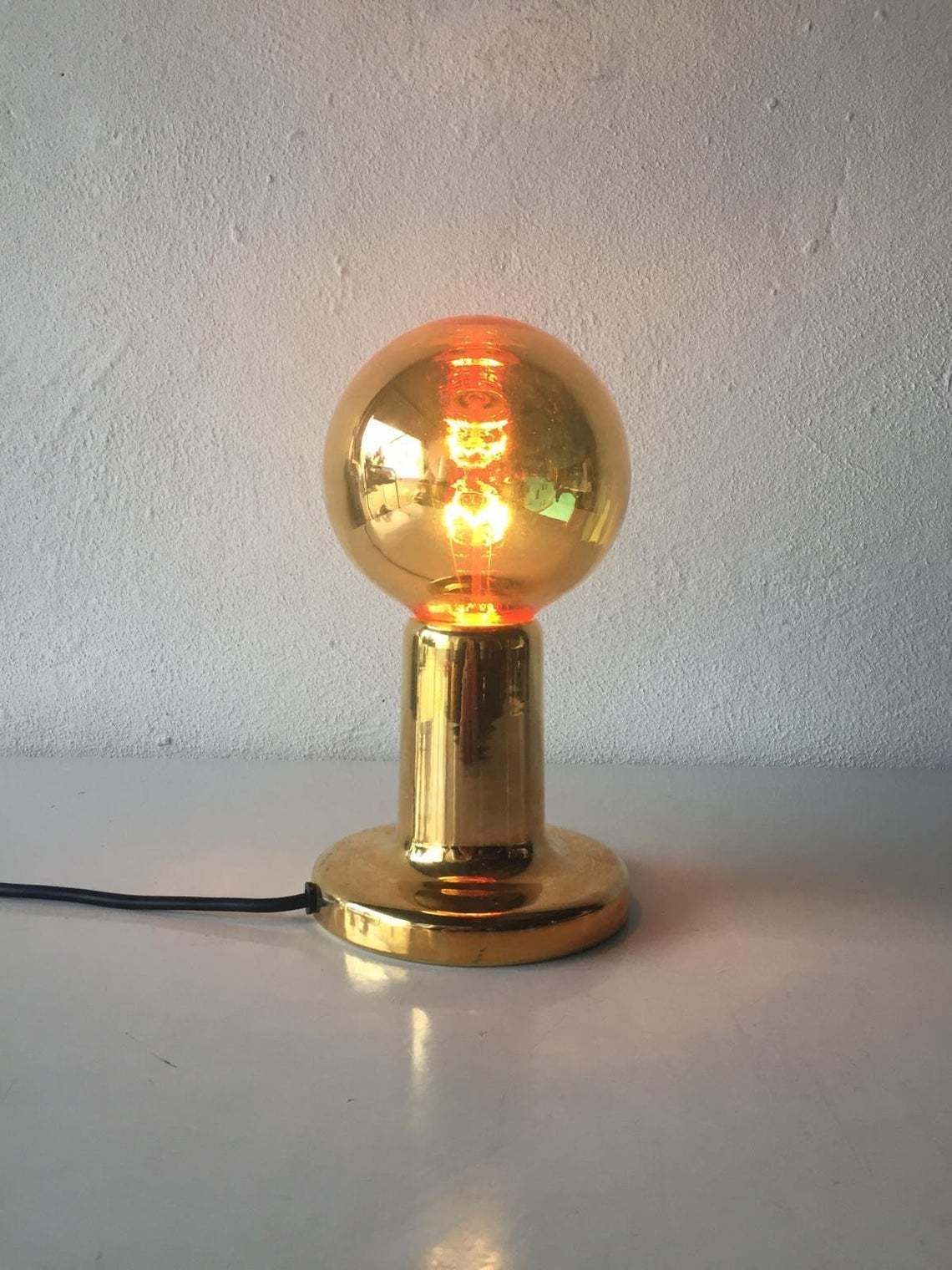 Philips Ntd Gold Metal Ball Desk Lamp   1970s