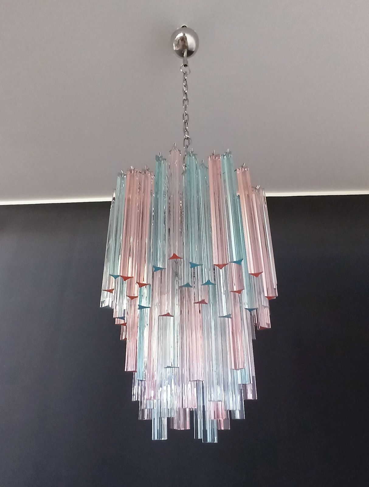 Murano Chandelier Triedri – 92 Prism   Multicolored Glasses photo vintage