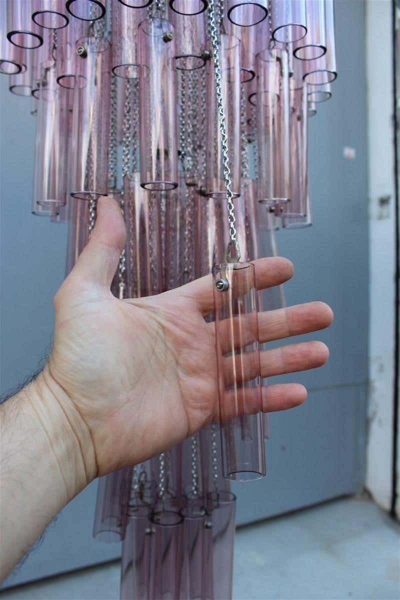 photo furniture Pair Of Round Venini Cascade Chandeliers Straws Viola Murano Glass Italian