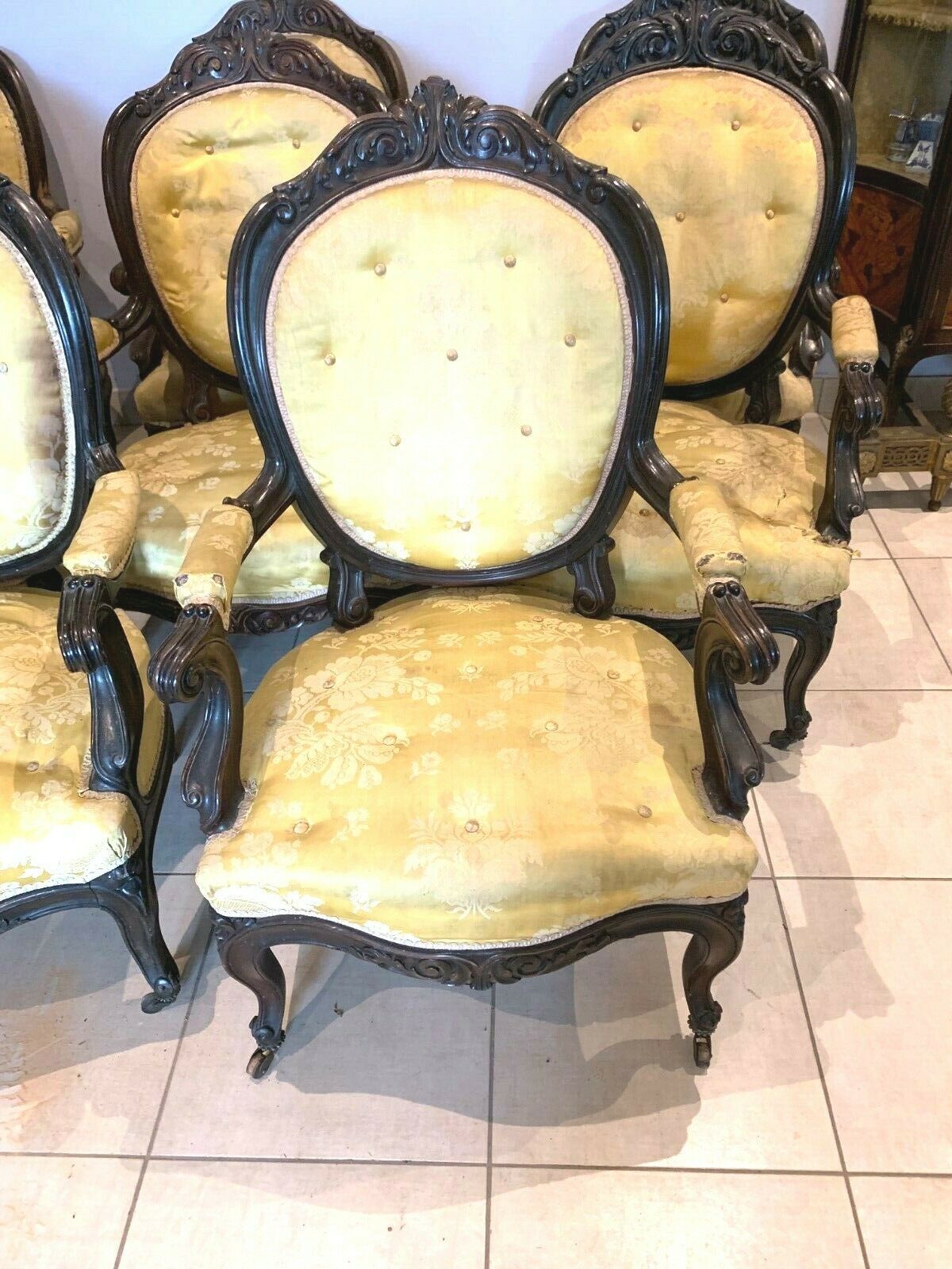 Napoleon III Rosewood Suite Of Eight 19th Century Armchairs photo for sale