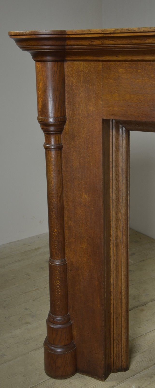 Large Antique Oak Columned Fire Surround photo vinterior
