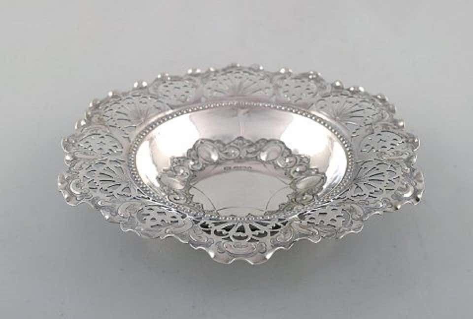 Charles Boyton & Son, London, Pierced Ornamental Bowl In Silver, 1910s photo furniture