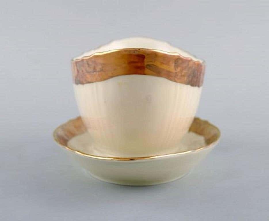 Royal Copenhagen Porcelain Sauce Boat With Floral Motifs And Gold Border photo Home Decor